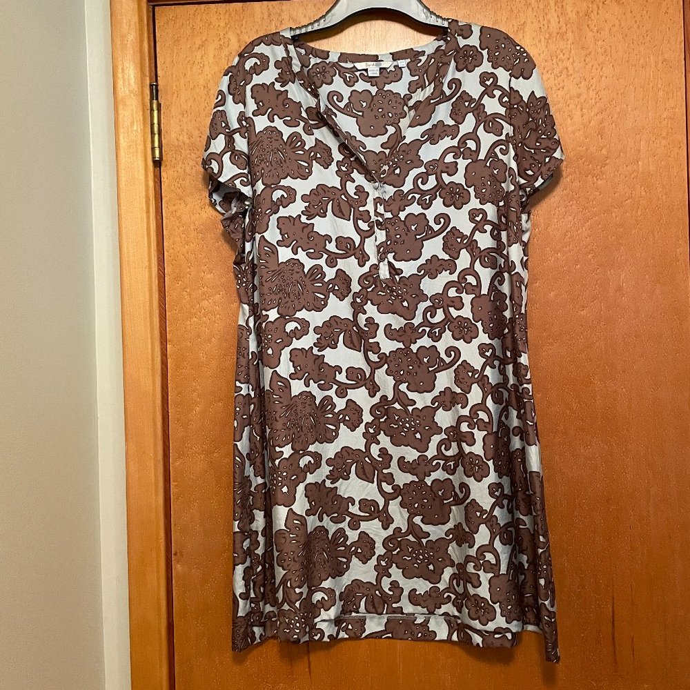 Boden Silk Shift Dress with covered buttons  US 16